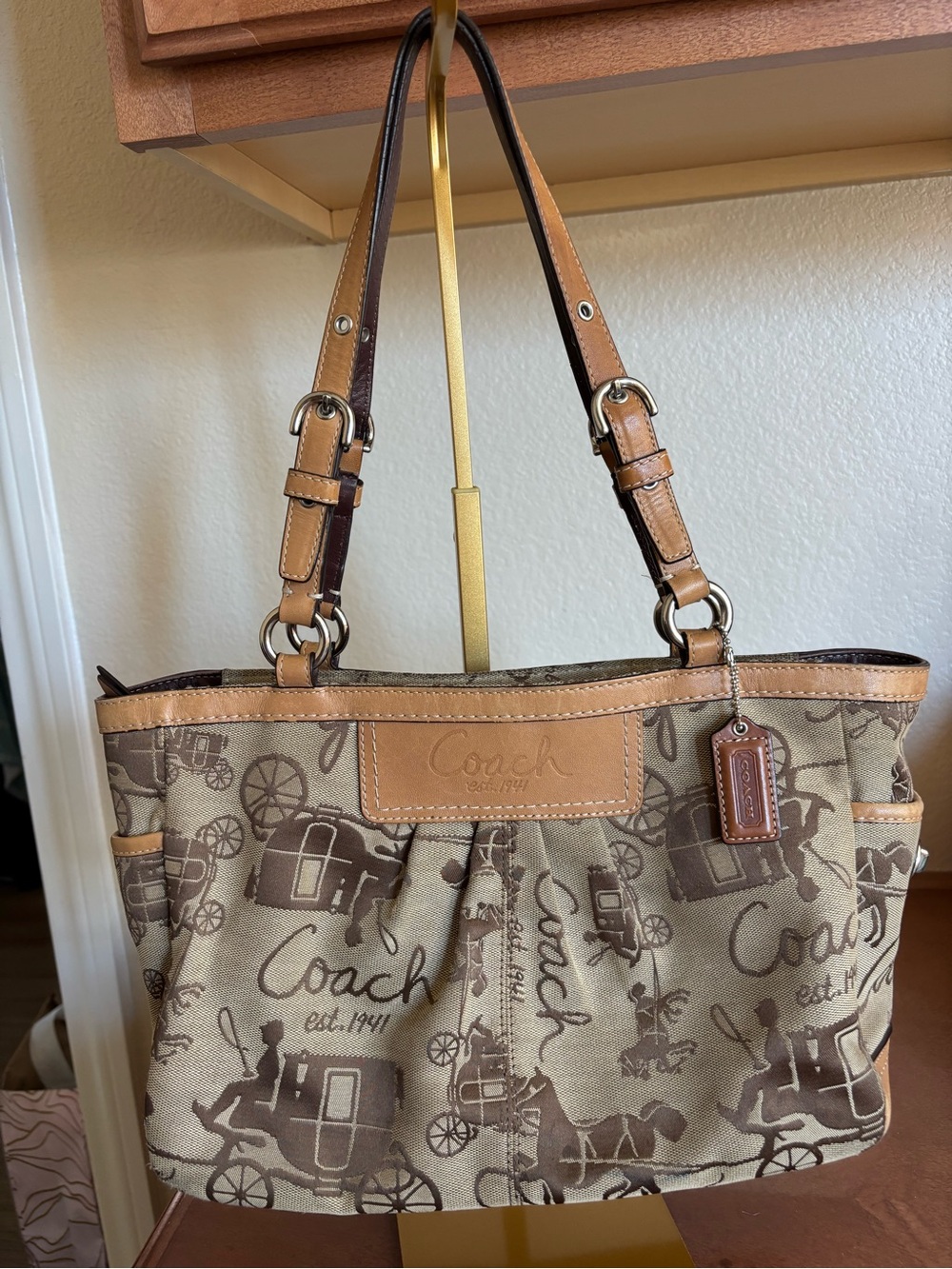 Vintage Coach Signature Canvas Tote in Brown and Tan